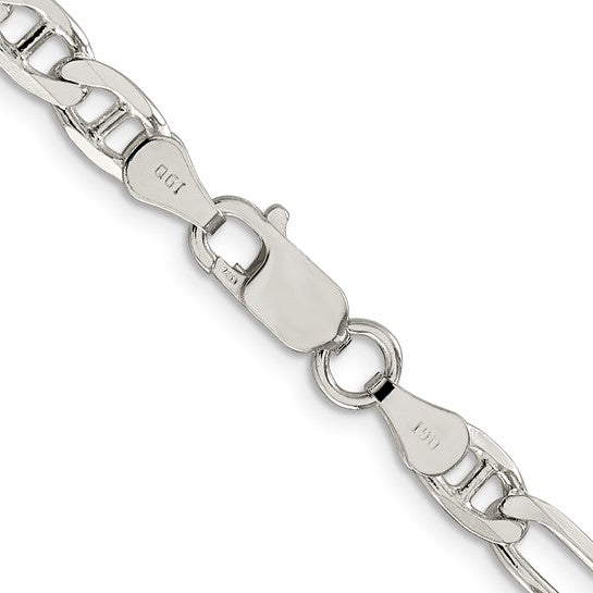 22" Sterling Silver 5.5mm Figaro Anchor Chain