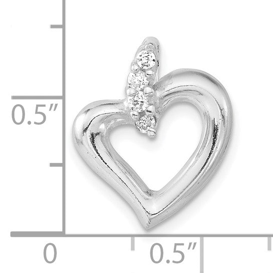 18" Sterling CZ Open Heart Pendant with Chain