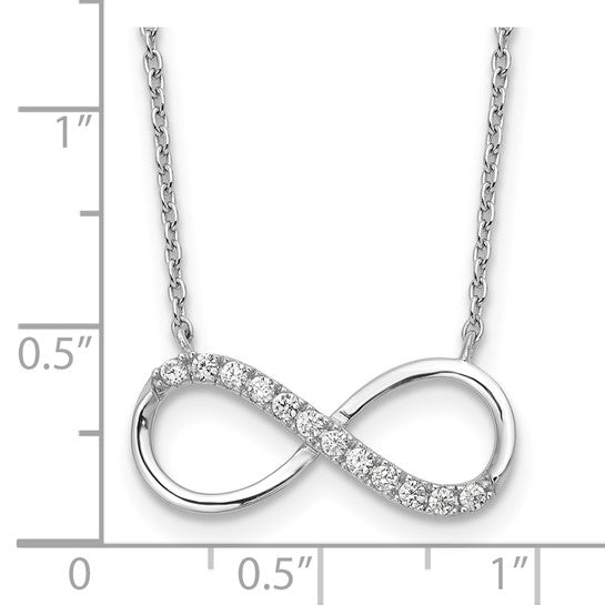 18" Sterling Silver CZ Infinity Necklace