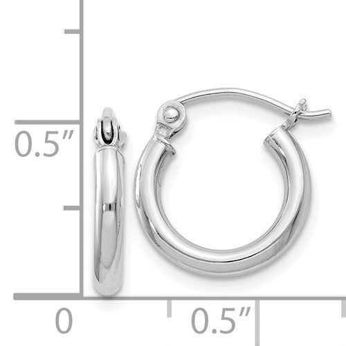 Sterling Silver Polished 2mm Round Hoop Earrings