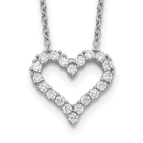 16-18" Sterling and CZ Open Heart Necklace