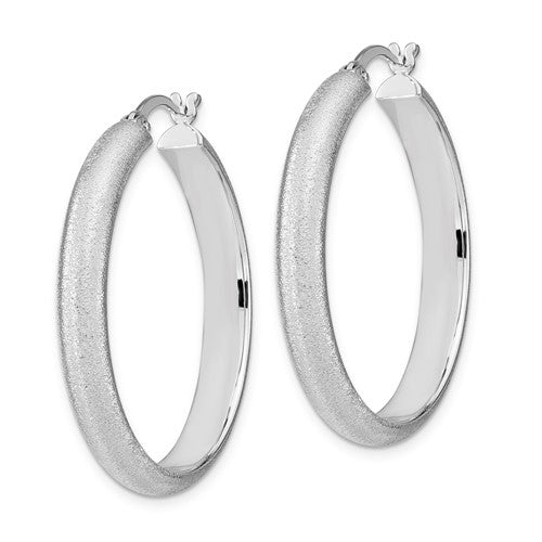 Sterling Silver Matte Hoop Earrings