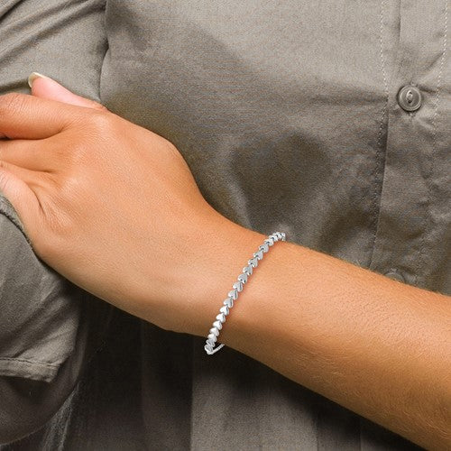 Sterling Silver Polished Heart Adjustable Bracelet