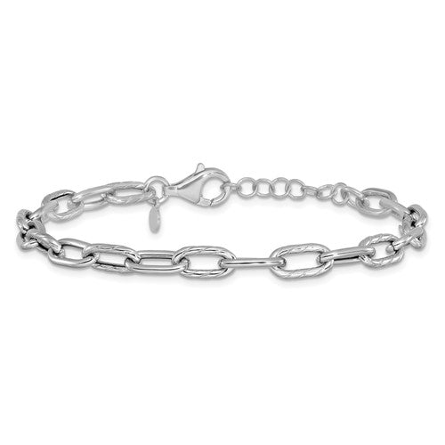 Sterling Silver Polished & Textured Link Bracelet