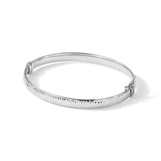 Sterling Silver Polished & Textured Bangle Bracelet