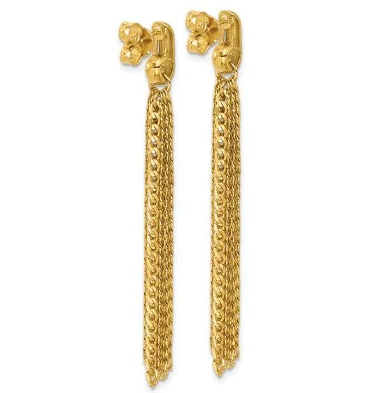 14K Curb Link Tassel Dangle Earrings