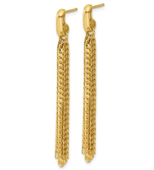 14K Curb Link Tassel Dangle Earrings