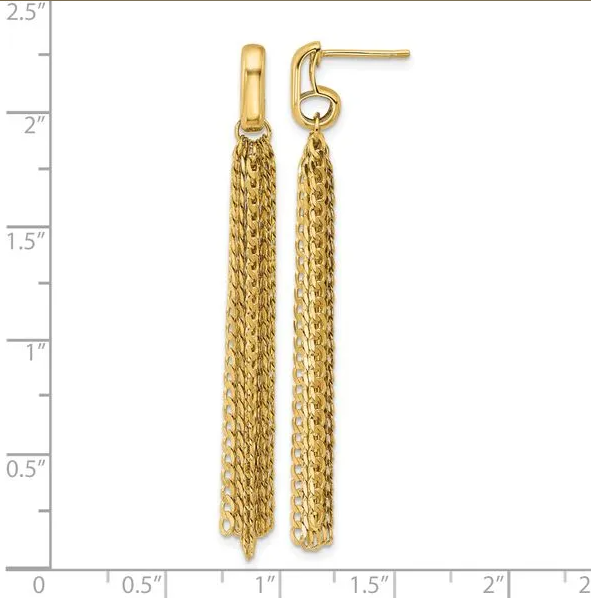 14K Curb Link Tassel Dangle Earrings