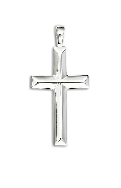 Solid Sterling Silver Large Angled Cross