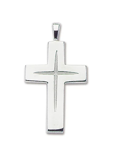 Solid Sterling Silver Large Star-Cut Cross