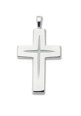 Solid Sterling Silver Large Star-Cut Cross