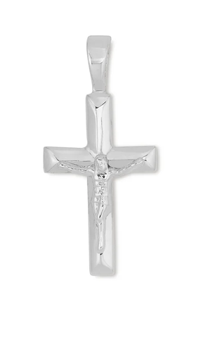 Solid Sterling Silver Medium Angled Crucifix
