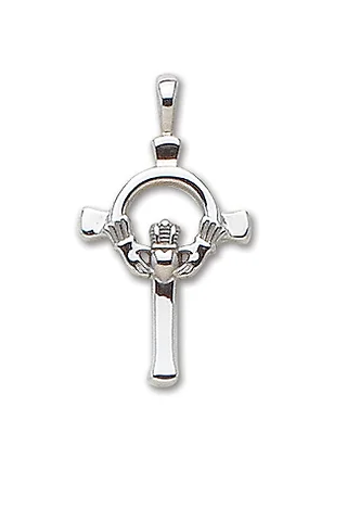 Solid Sterling Silver Medium Claddagh Cross