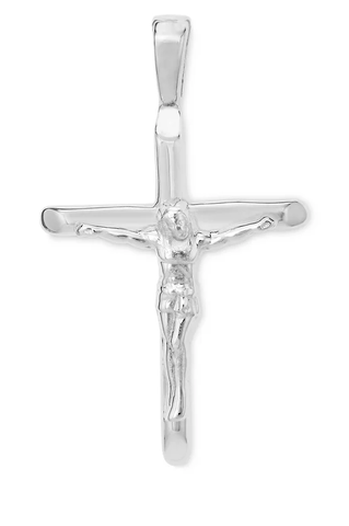 Solid Sterling Silver XL Half-Round Crucifix
