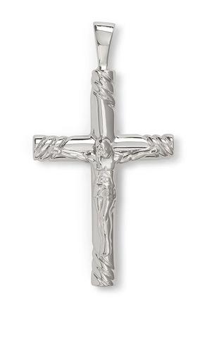 Solid Sterling Silver XL Half-Round Groove Crucifix