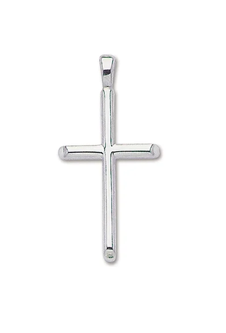 Solid Sterling Silver Large Half-Round Cross