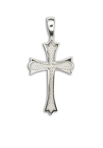 Solid Sterling Silver Medium Flared Textured Cross