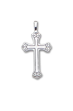 Solid Sterling Silver Small Scroll Cross