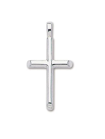 Solid Sterling Silver Medium Half-Round Cross