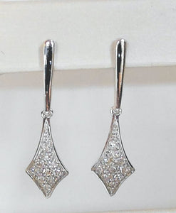 14KWG Diamond-Shaped Diamond Dangle Earrings