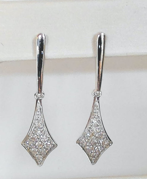 14KWG Diamond-Shaped Diamond Dangle Earrings