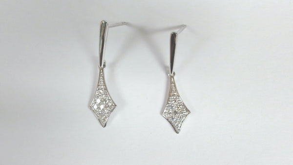 14KWG Diamond-Shaped Diamond Dangle Earrings