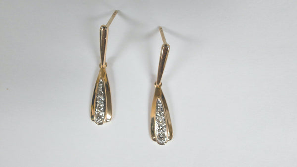 14KYG Diamond Teardrop Dangle Earrings