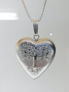 18" Sterling "Tree Of Life" Heart Locket Necklace