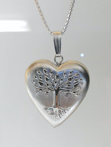 18" Sterling "Tree Of Life" Heart Locket Necklace