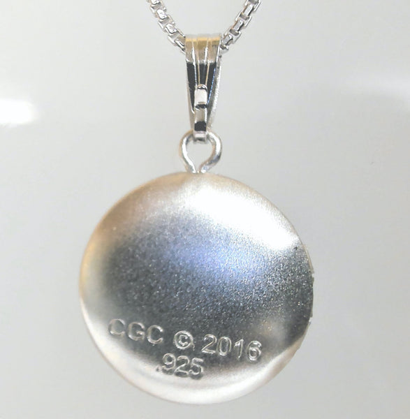 18" Sterling Mom w/Rose Round Locket Necklace