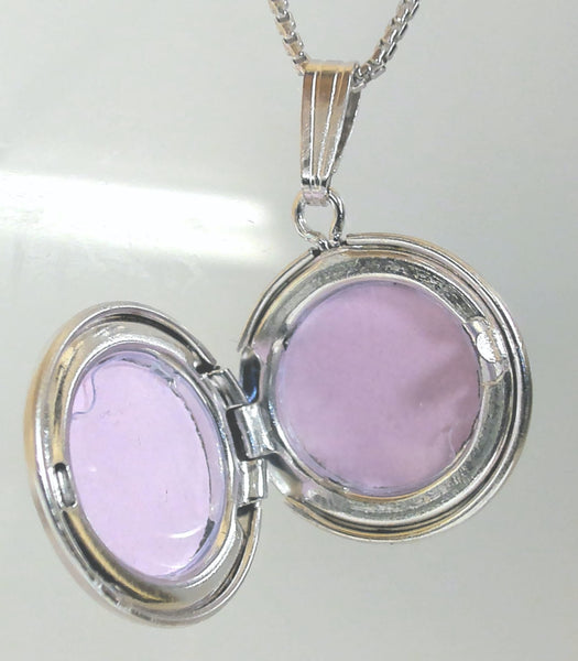 18" Sterling Mom w/Rose Round Locket Necklace
