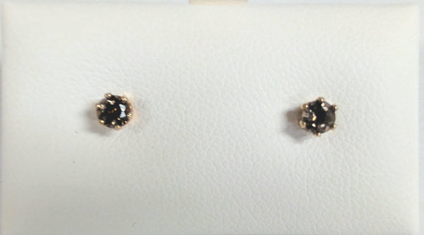 14KYG 3MM Smoky Quartz Stud Earrings