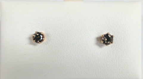 14KYG 3MM Smoky Quartz Stud Earrings