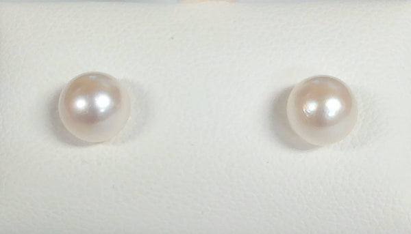 14k 6-6.5mm Cultured Pearl Japanese Akoya Post Earrings