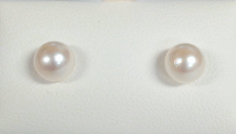 14k 6-6.5mm Cultured Pearl Japanese Akoya Post Earrings