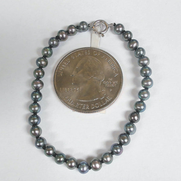 14k Freshwater Black Pearl Bracelet