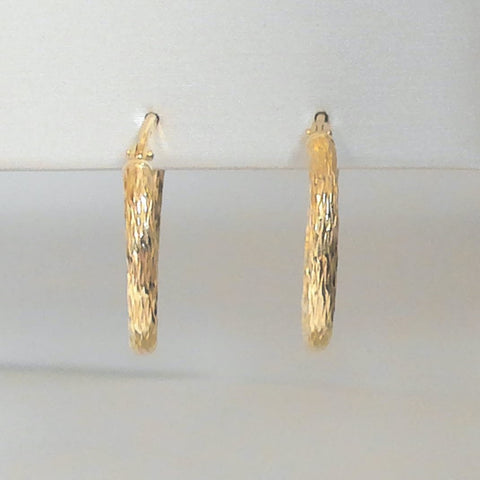 Sterling Silver/Yellow-Gold Plated Diamond-Cut Round Hoop Earrings
