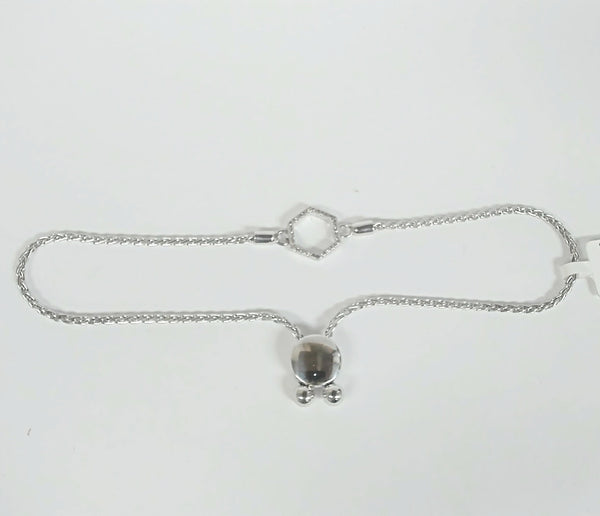 Sterling Diamond Hexagon Adjustable Bolo Bracelet