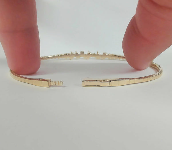 14K Pear & Round Diamond Flexible Bangle Bracelet
