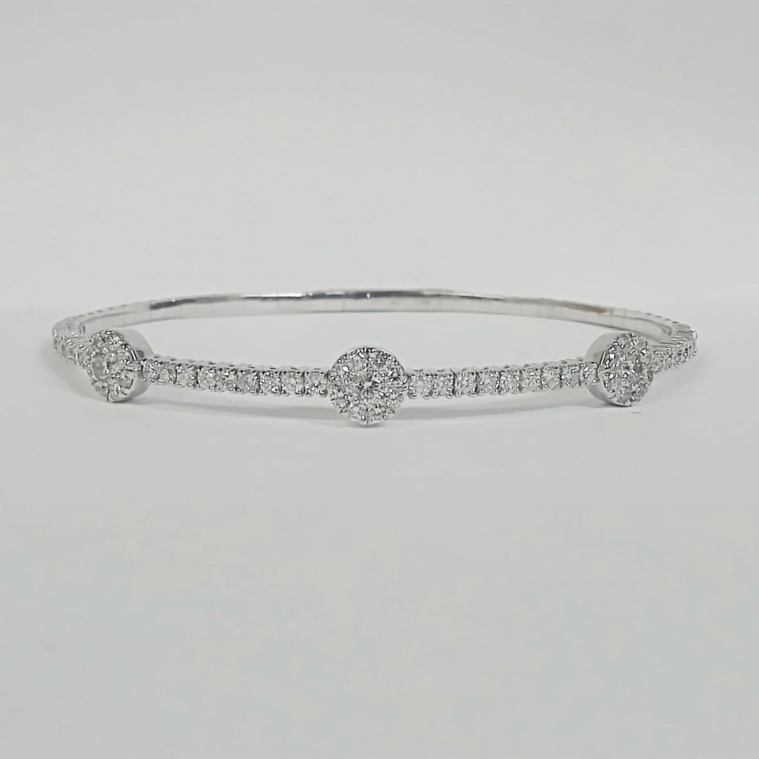 14K Diamond Halo Flexible Bangle Bracelet