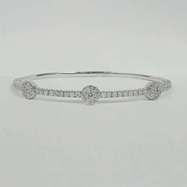 14K Diamond Halo Flexible Bangle Bracelet