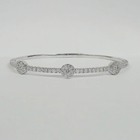 14K Diamond Halo Flexible Bangle Bracelet