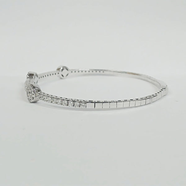 14K Diamond Halo Flexible Bangle Bracelet