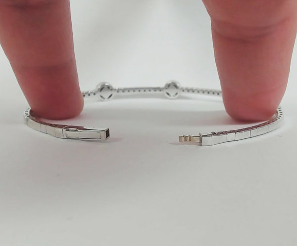 14K Diamond Halo Flexible Bangle Bracelet