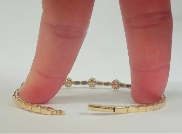 14K Emerald & Diamond Flexible Bangle Bracelet