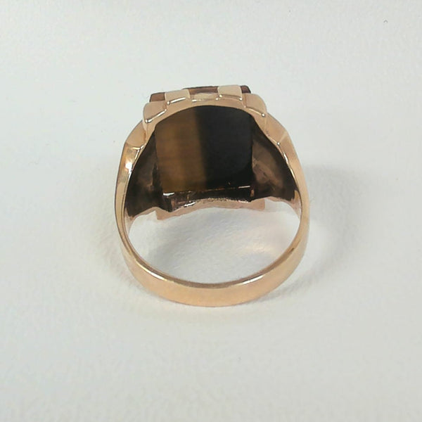 10K Tiger's Eye Intaglio Ring