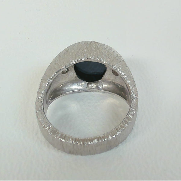 14K Synthetic Star Sapphire & Diamond Ring
