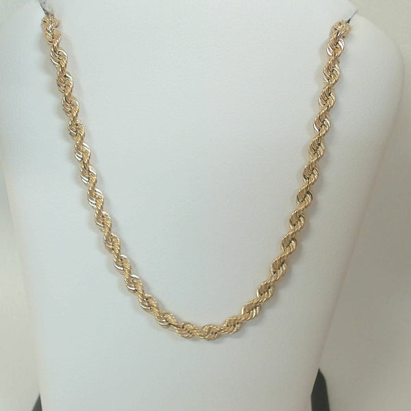 18" 14K 3MM Diamond-Cut Rope Chain