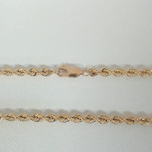 18" 14K 3MM Diamond-Cut Rope Chain