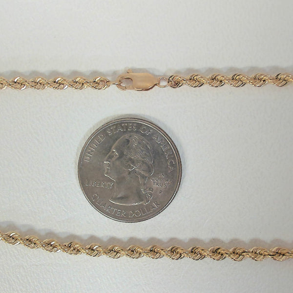 18" 14K 3MM Diamond-Cut Rope Chain